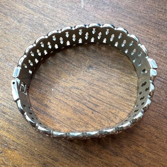 Hinged Woven Cuff Bracelet Statement Jewelry Silver - Picture 5 of 12